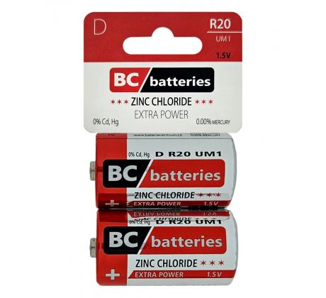 BC D-R20 UM1 Extra power Zinkochloridová 1.5V / 2ks