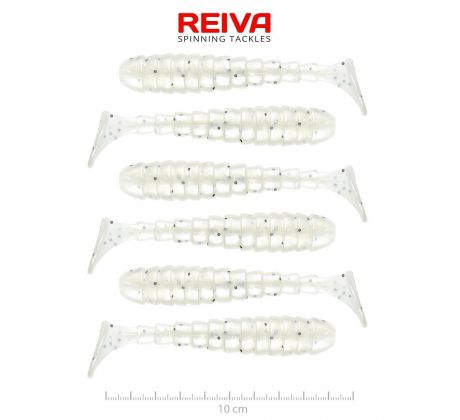 Reiva Stream Shad 10cm (Pearl White Dots)